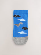 Blue Dinos Cotton Rich Trainer Socks 7 Pack