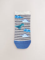 Blue Dinos Cotton Rich Trainer Socks 7 Pack