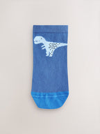 Blue Dinos Cotton Rich Trainer Socks 7 Pack
