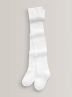 White Regular Length 3 Pack Cotton Rich School Tights