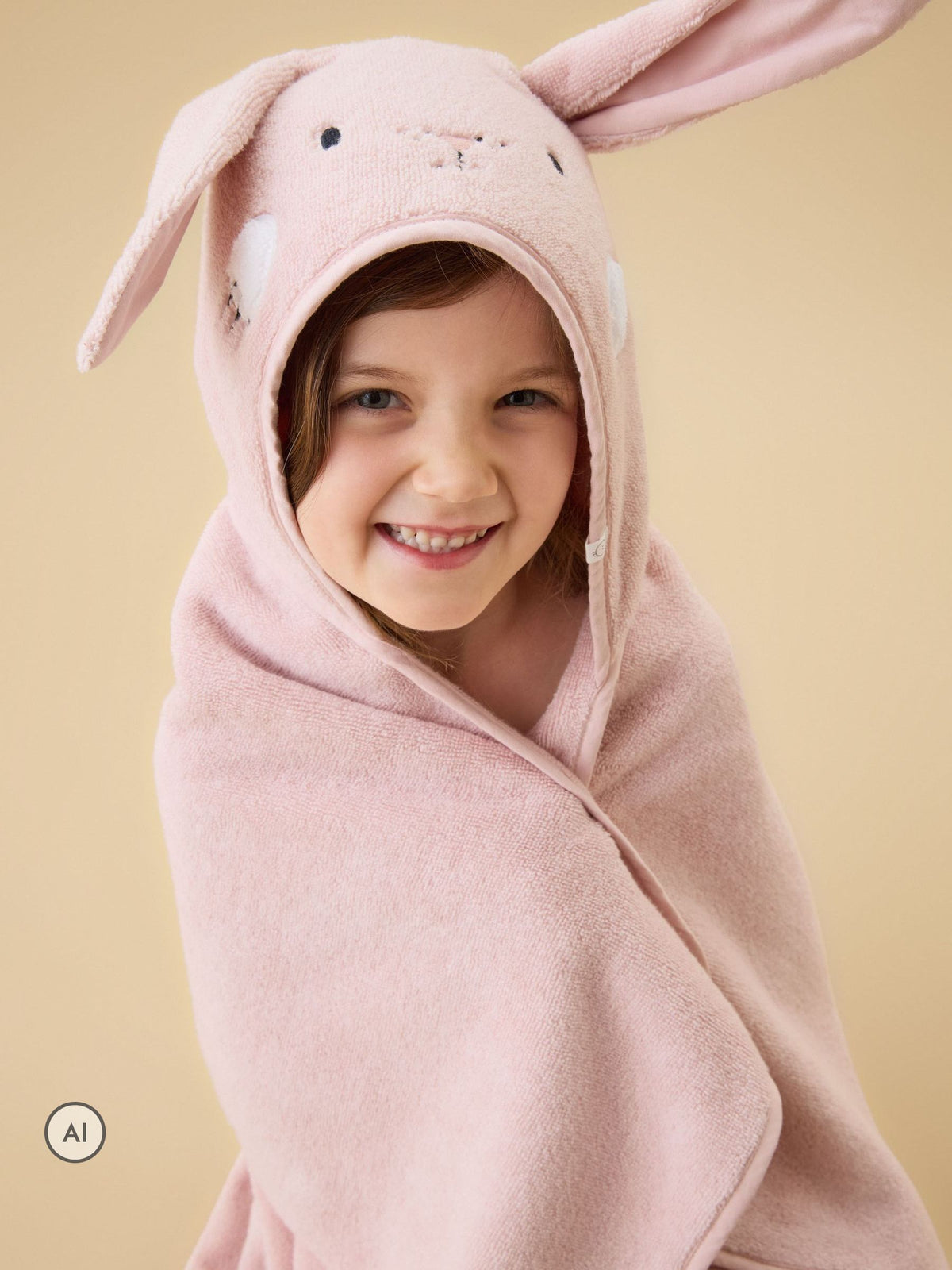 MORI Pink Bunny Supersoft Hooded Towel