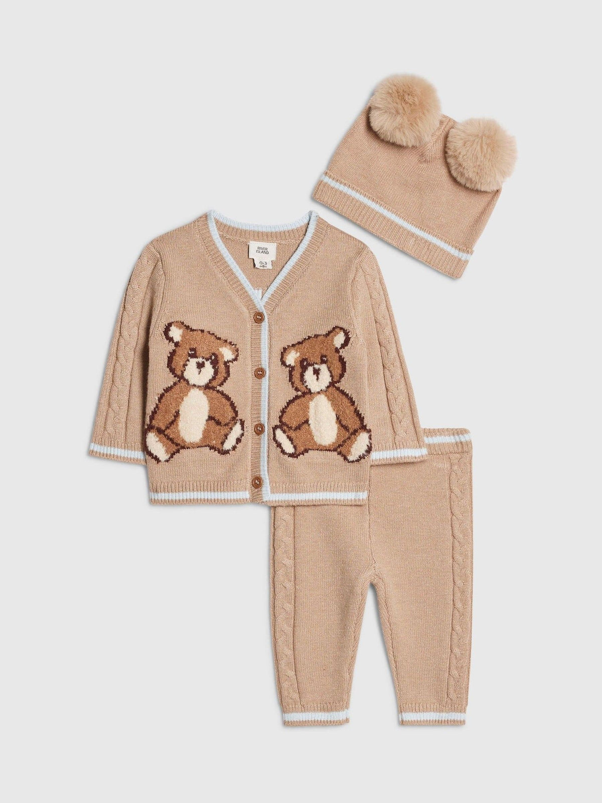 River Island Brown Born to be Awesome Cardigan & Leggings Set
