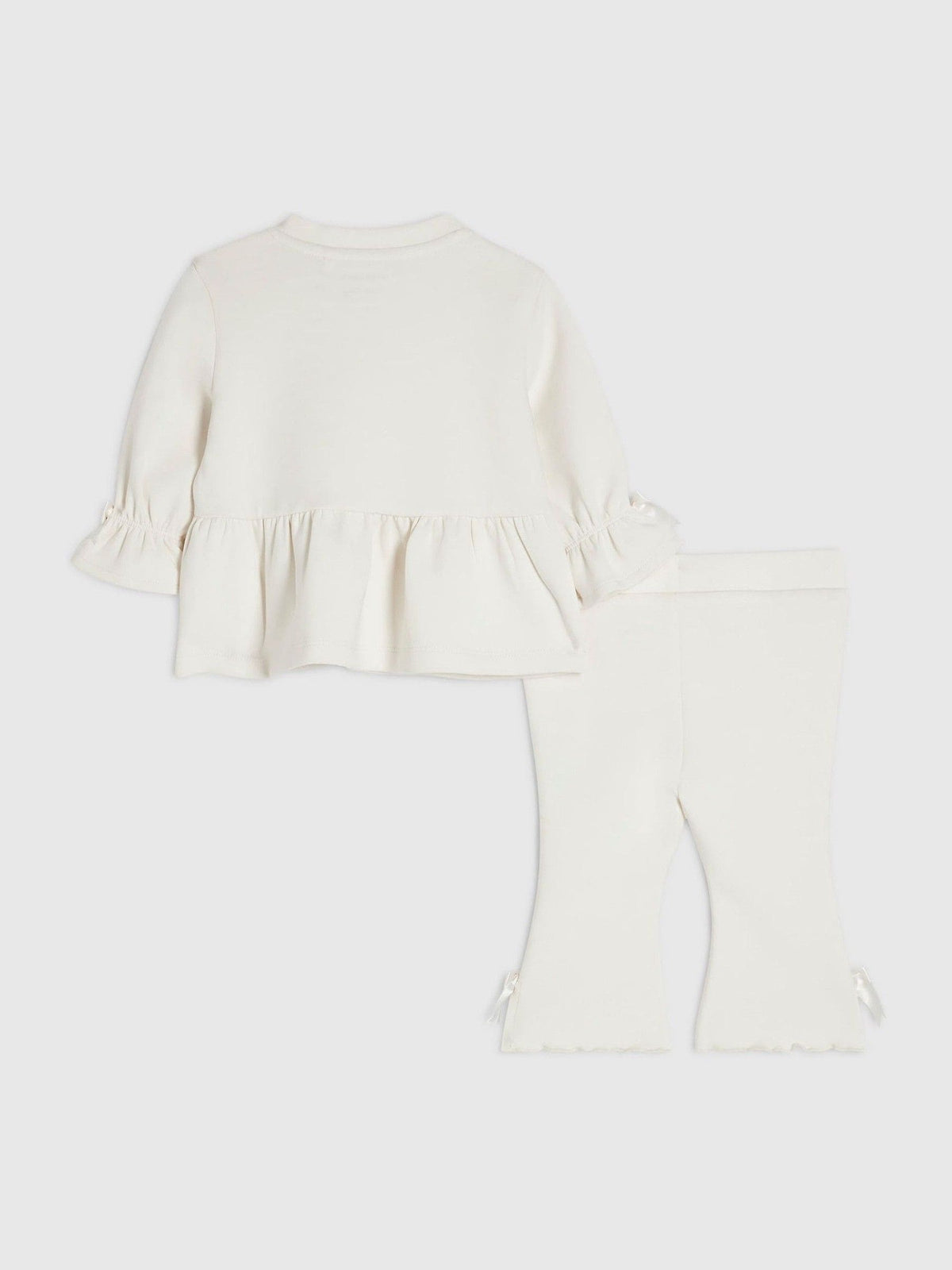 River Island Cream Bow Frill Sweatshirt & Joggers Set