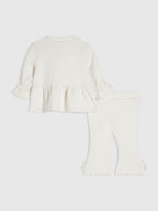 River Island Cream Bow Frill Sweatshirt & Joggers Set