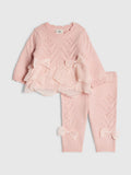 River Island Pink Bow Tulle Knit Legging Set
