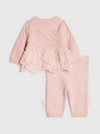 River Island Pink Bow Tulle Knit Legging Set