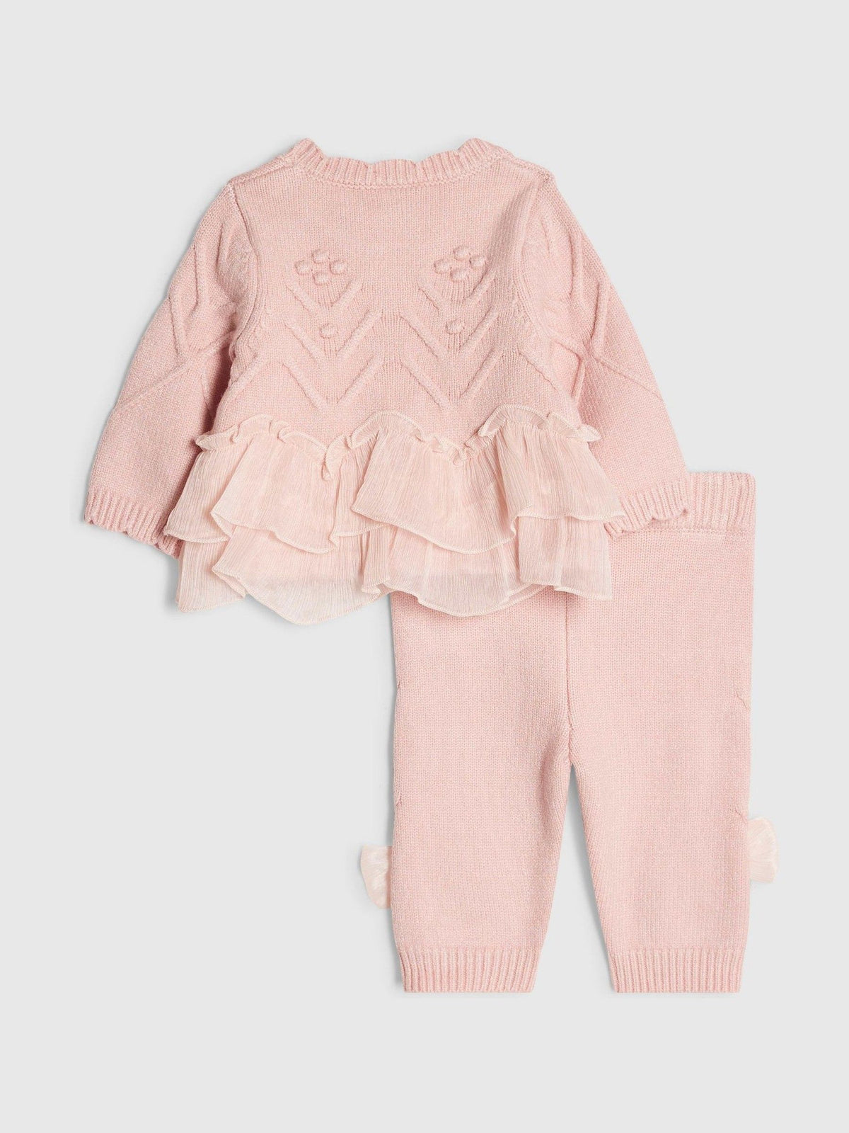 River Island Pink Bow Tulle Knit Legging Set