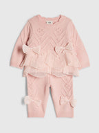 River Island Pink Bow Tulle Knit Legging Set