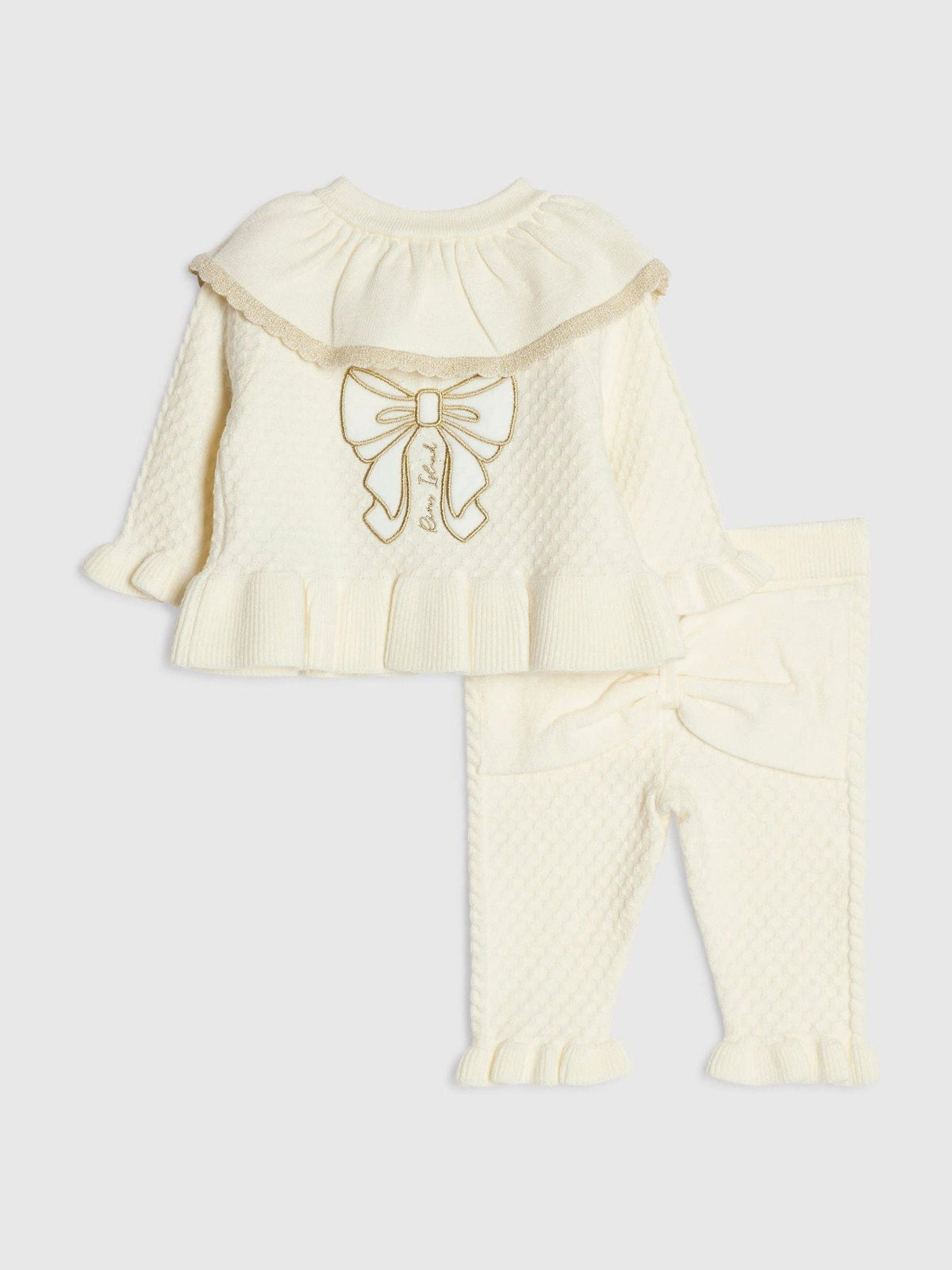 River Island Cream Bow Cardigan & Leggings Set