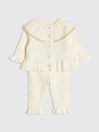 River Island Cream Bow Cardigan & Leggings Set