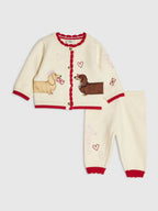 River Island Cream Sausage Dog Cardigan & Leggings Set