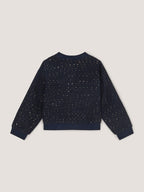 Monsoon Blue Sequin Unicorn Woven Bomber Jacket
