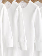 White 5 Pack 100% Cotton Baby Sleepsuits (0-18mths)