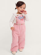 Monsoon Pink Baby Mon Cheri Embroidered Dungaree & Top Set
