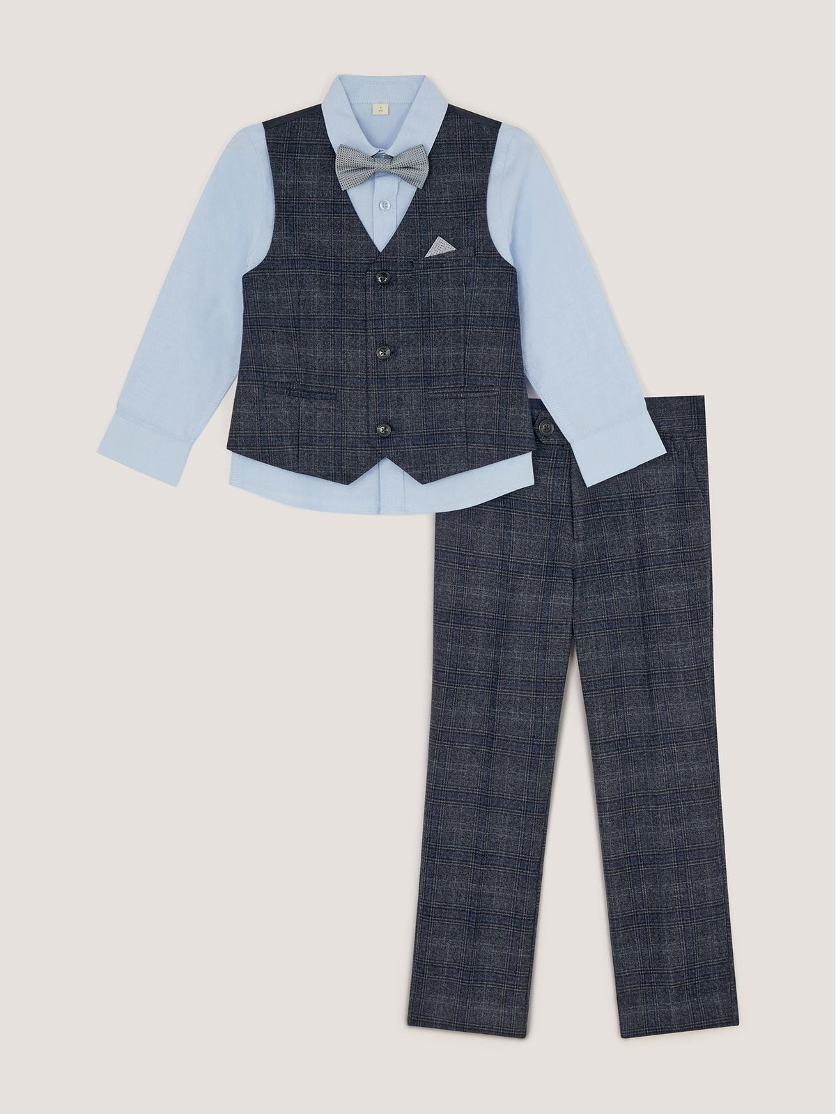 Monsoon Grey Rufus Check Suit 4 Piece