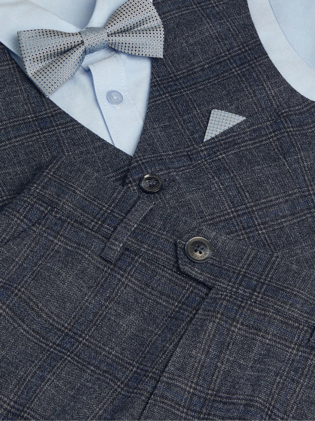 Monsoon Grey Rufus Check Suit 4 Piece
