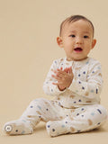 MORI Cream Bear Print Supersoft Two Way Zip-Up Sleepsuit