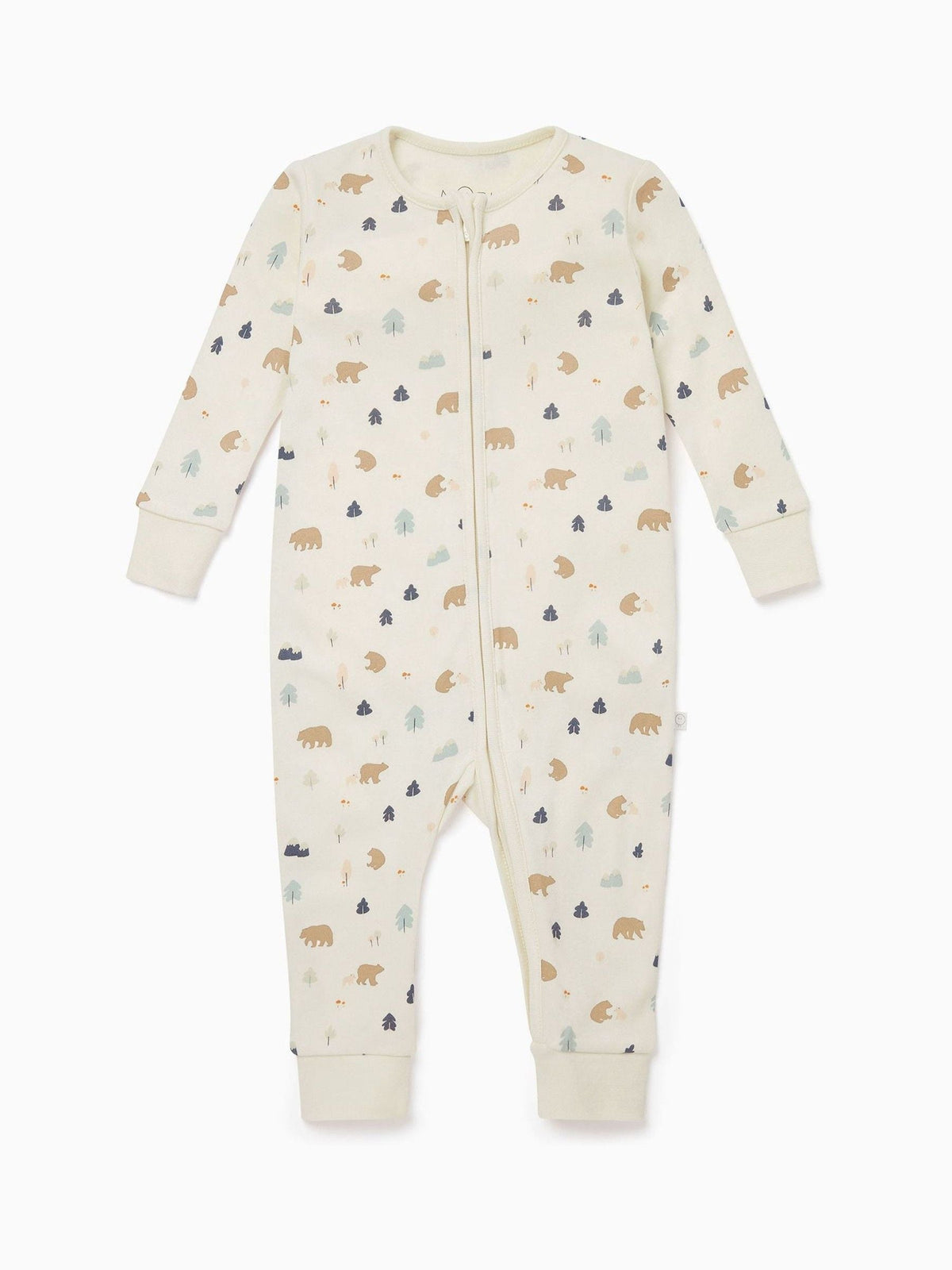 MORI Cream Bear Print Supersoft Two Way Zip-Up Sleepsuit
