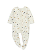 MORI Cream Bear Print Supersoft Two Way Zip-Up Sleepsuit
