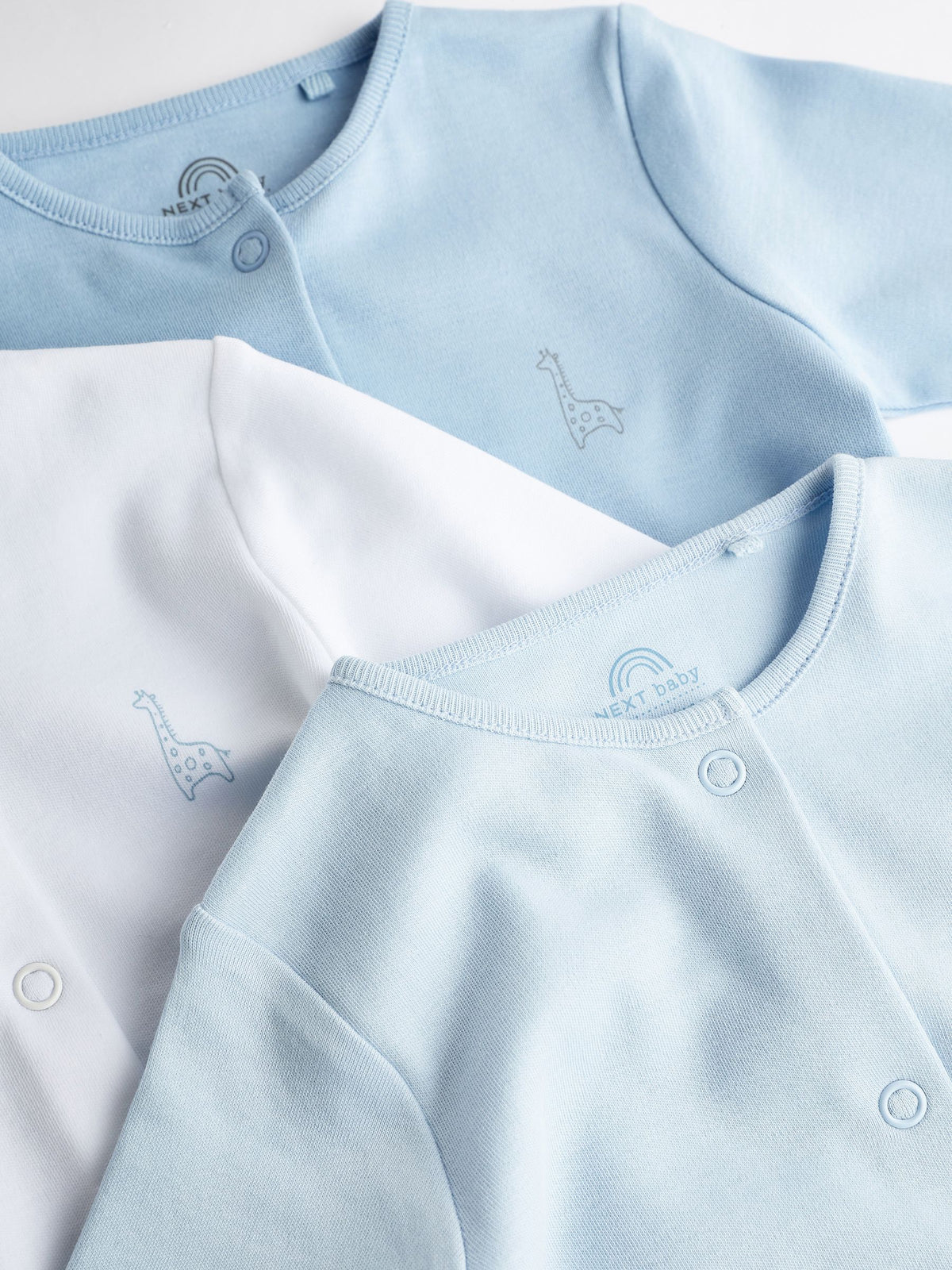 Blue/White 3 Pack Baby Sleepsuits (0-2yrs)
