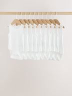 White 10 Pack Baby Vest Bodysuits