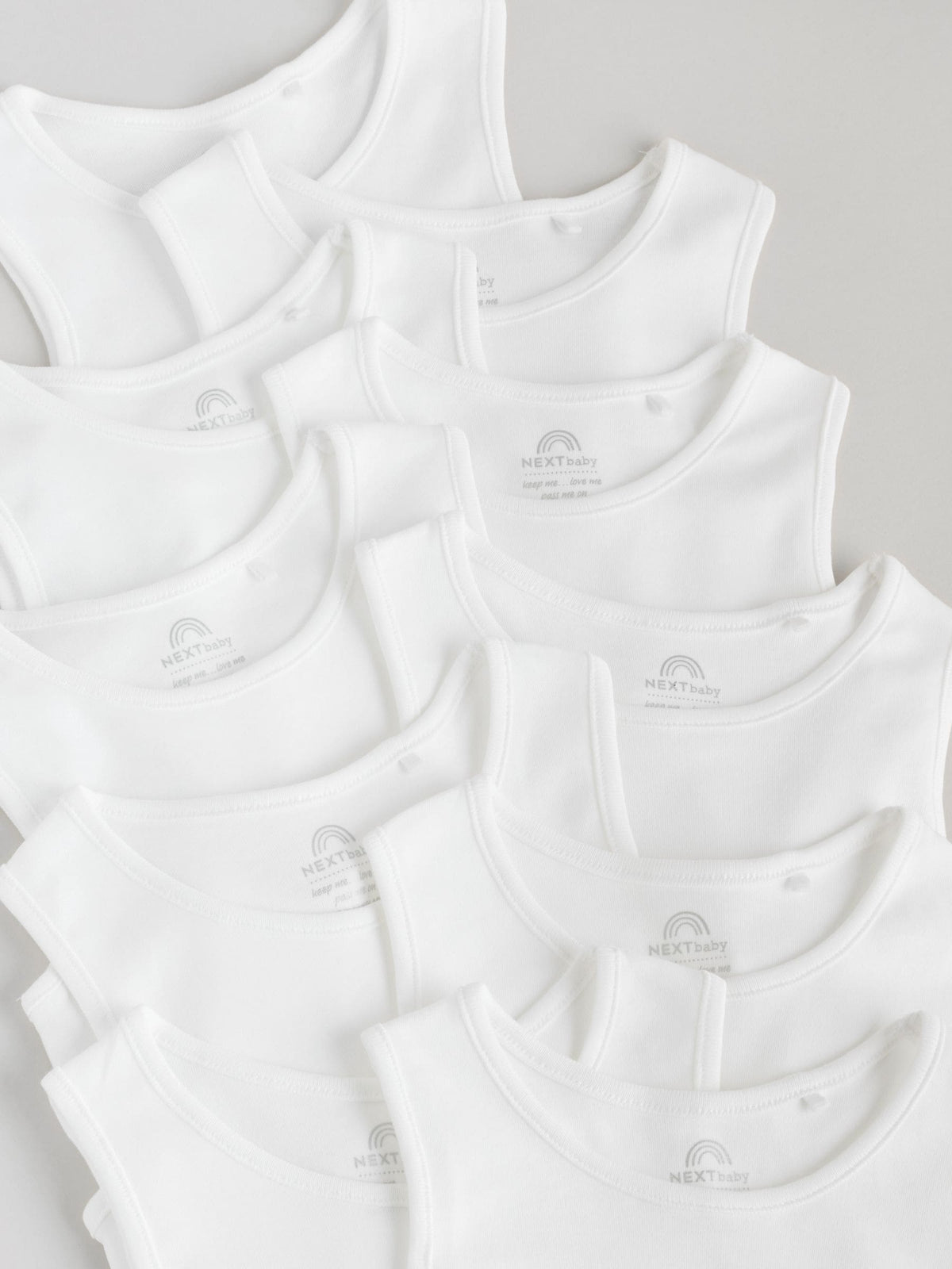 White 10 Pack Baby Vest Bodysuits