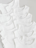 White 10 Pack Baby Vest Bodysuits
