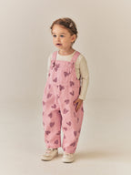 Pink Heart Print Denim Dungarees (3mths-7yrs)