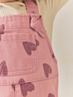 Pink Heart Print Denim Dungarees (3mths-7yrs)