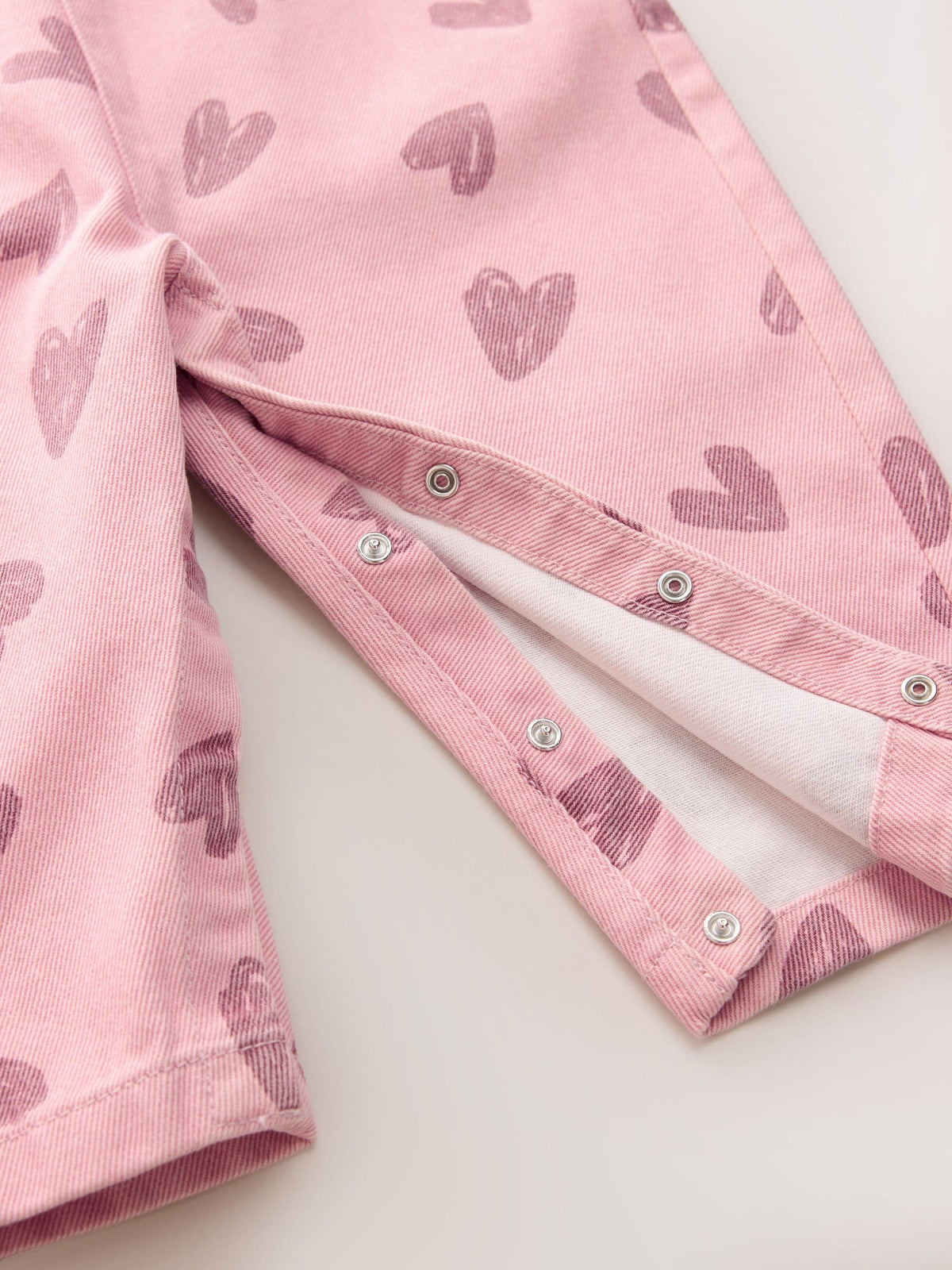 Pink Heart Print Denim Dungarees (3mths-7yrs)