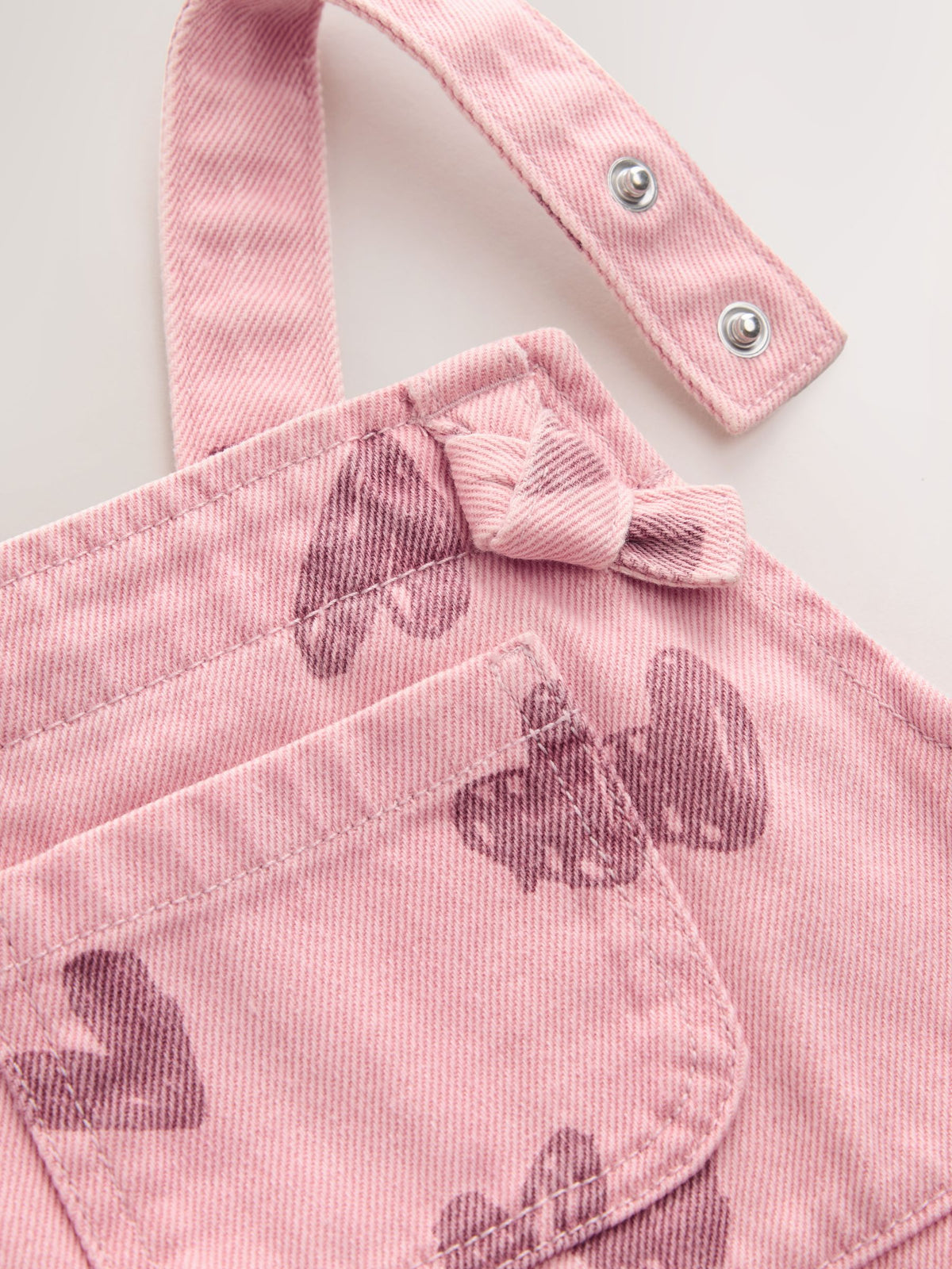 Pink Heart Print Denim Dungarees (3mths-7yrs)