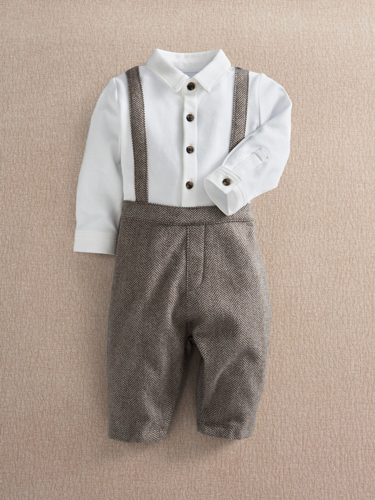 Mamas & Papas Brown Houndstooth Mock Romper