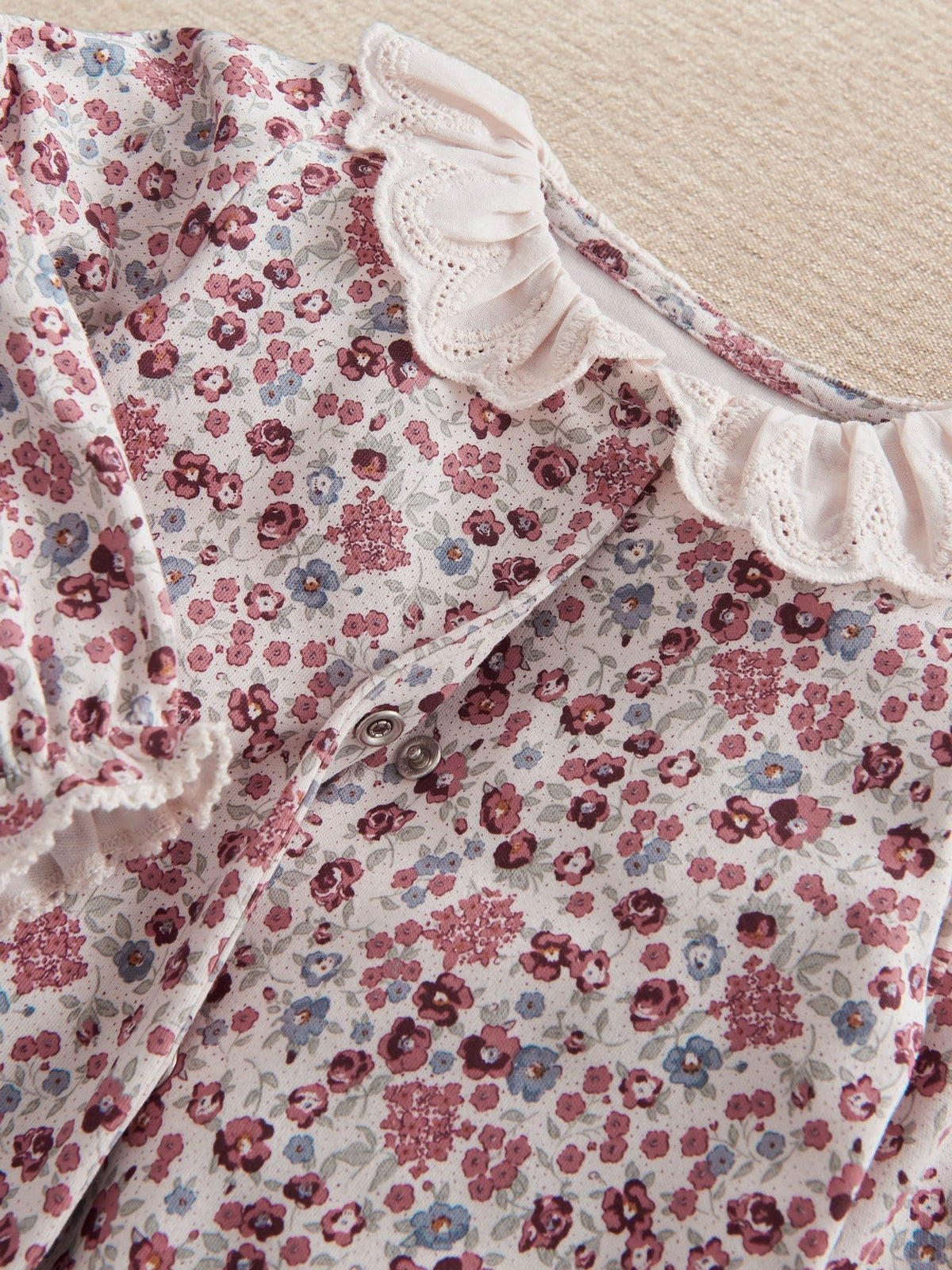 Mamas & Papas Pink Ditsy Floral Print Frill Sleepsuit