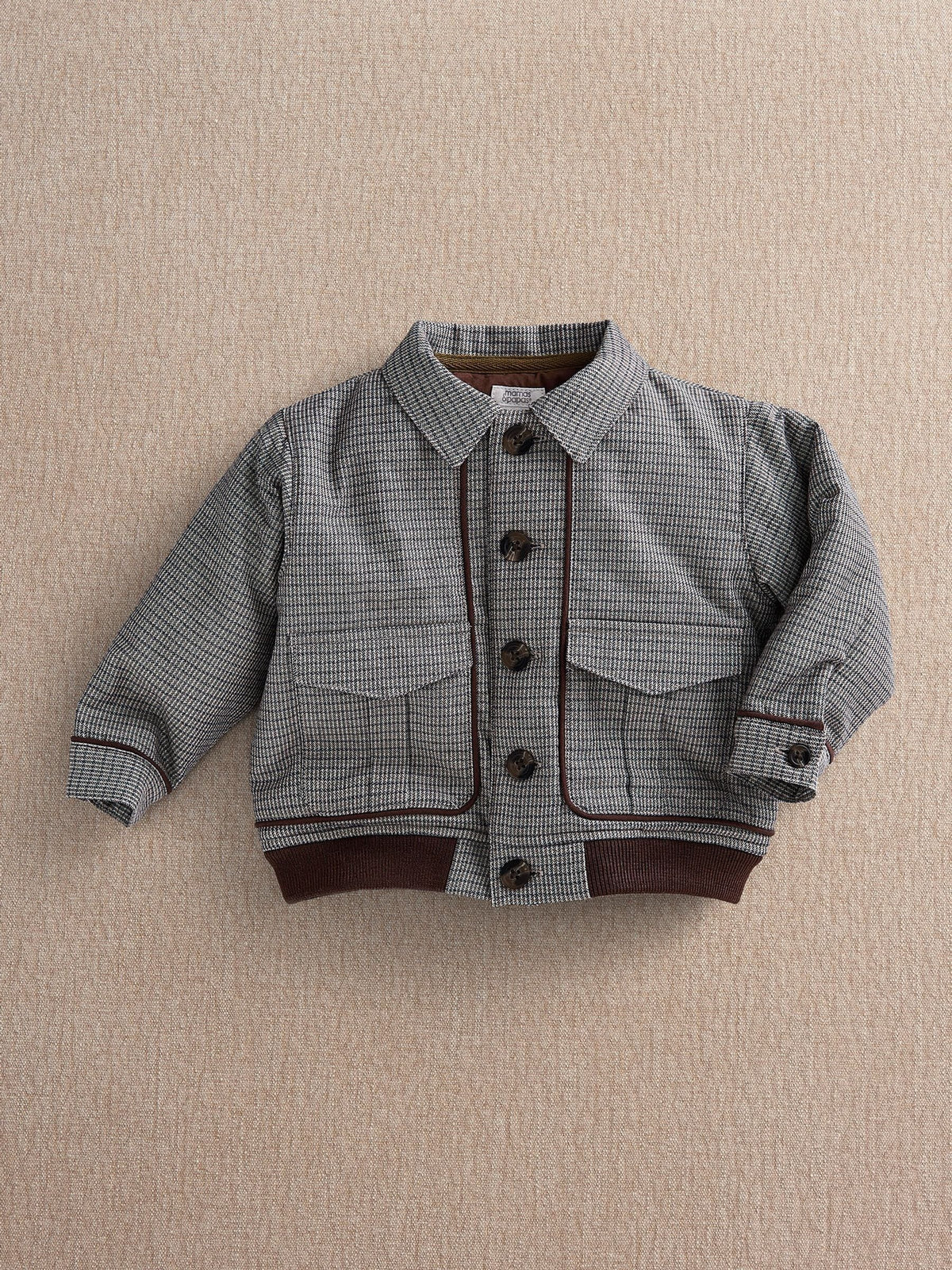 Mamas & Papas Grey Houndstooth Bomber Jacket