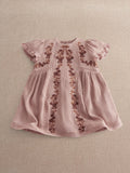 Mamas & Papas Pink Floral Embroidered Lace Trim Dress