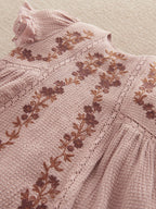 Mamas & Papas Pink Floral Embroidered Lace Trim Dress