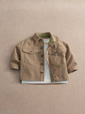 Mamas & Papas Brown Twill Jacket & Collar T-Shirt