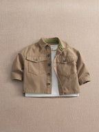 Mamas & Papas Brown Twill Jacket & Collar T-Shirt