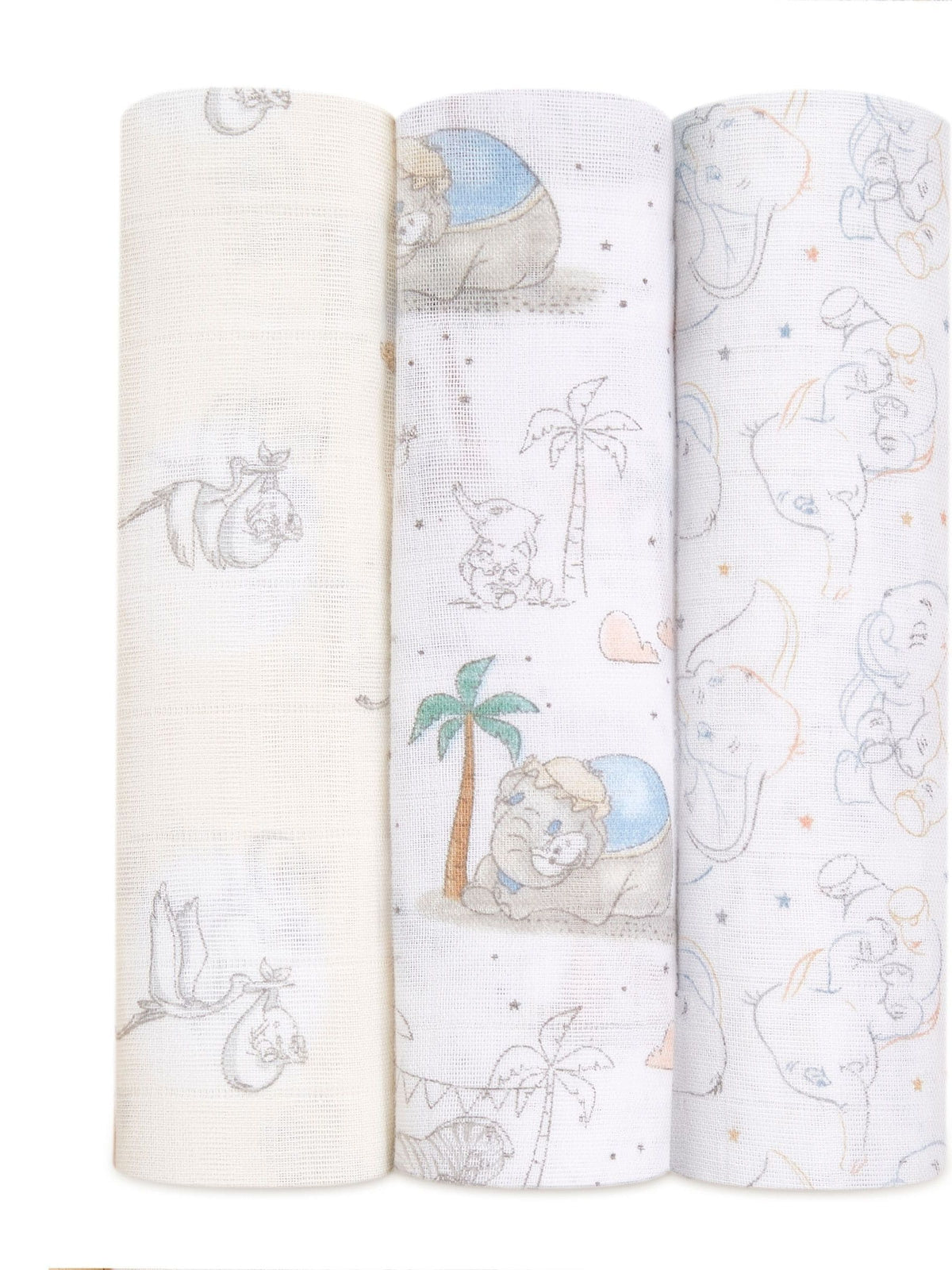 aden + anais White Large 100% Cotton Muslin Blankets 3 Pack