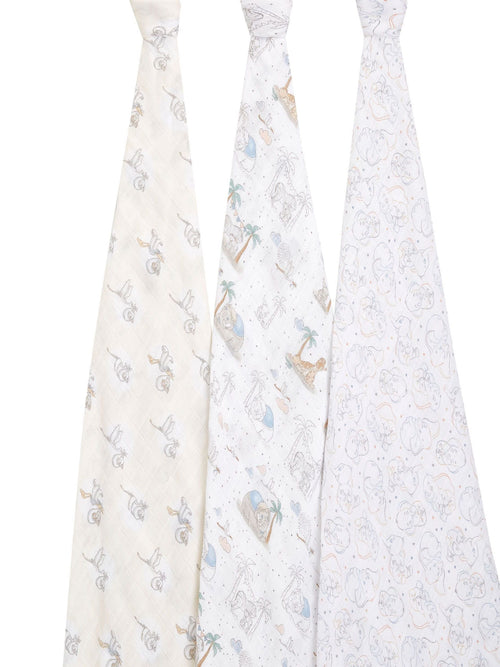 aden + anais White Large 100% Cotton Muslin Blankets 3 Pack