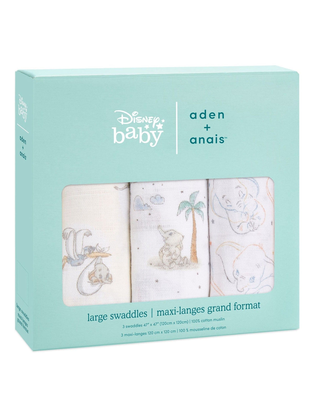 aden + anais White Large 100% Cotton Muslin Blankets 3 Pack
