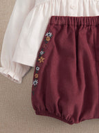 Mamas & Papas Red Floral Embroidered Blouse & Bloomers Set