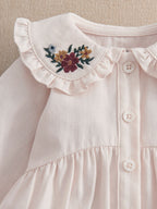 Mamas & Papas Red Floral Embroidered Blouse & Bloomers Set