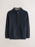 Navy Zip Up Knitted Cardigan (3-16yrs)