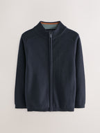 Navy Zip Up Knitted Cardigan (3-16yrs)