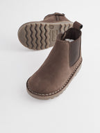 Chocolate Brown Warm Lined Leather Chelsea Boots