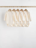 Cream Essential Baby Long Sleeve Bodysuits 5 Pack