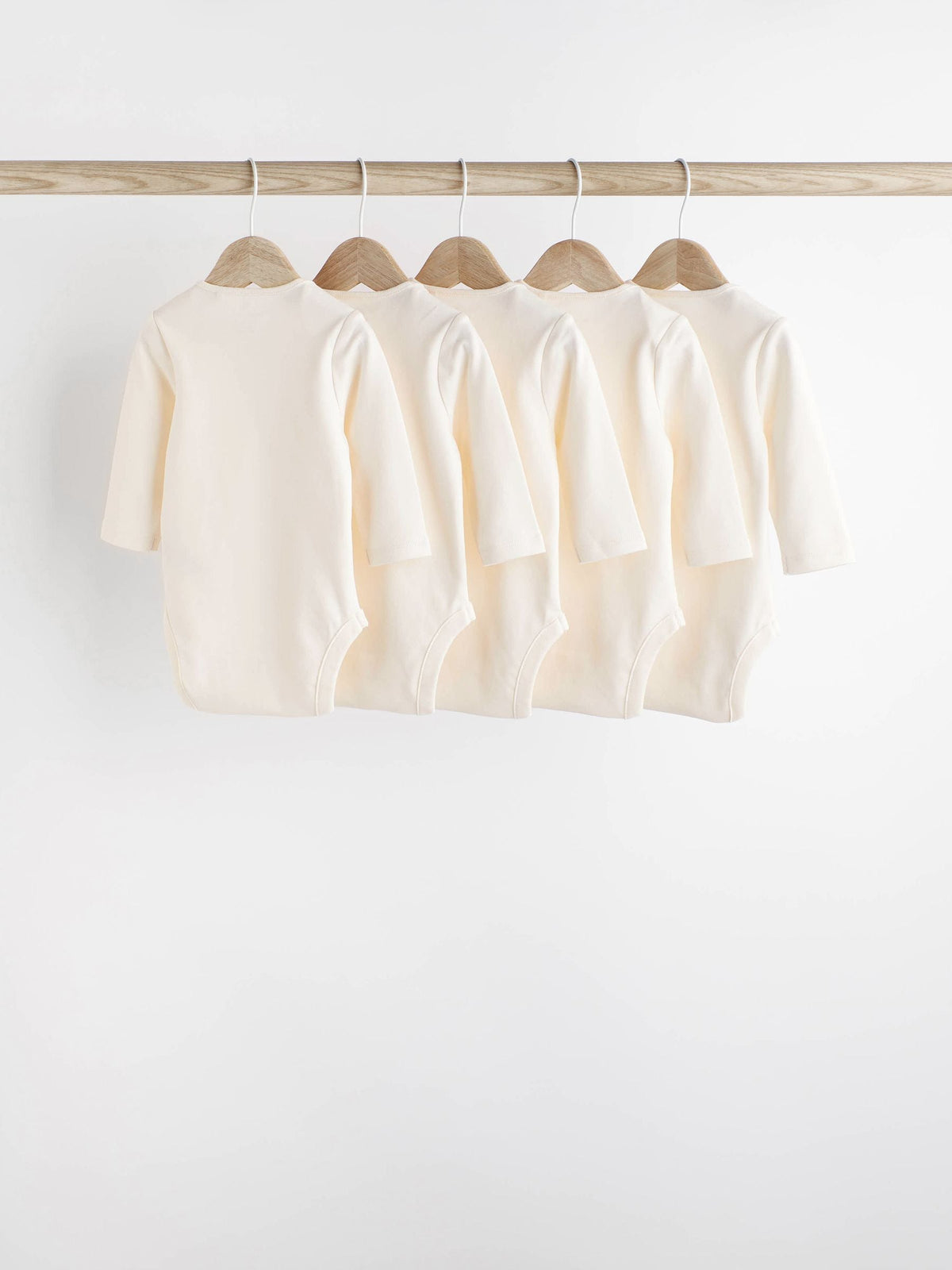 Cream Essential Baby Long Sleeve Bodysuits 5 Pack