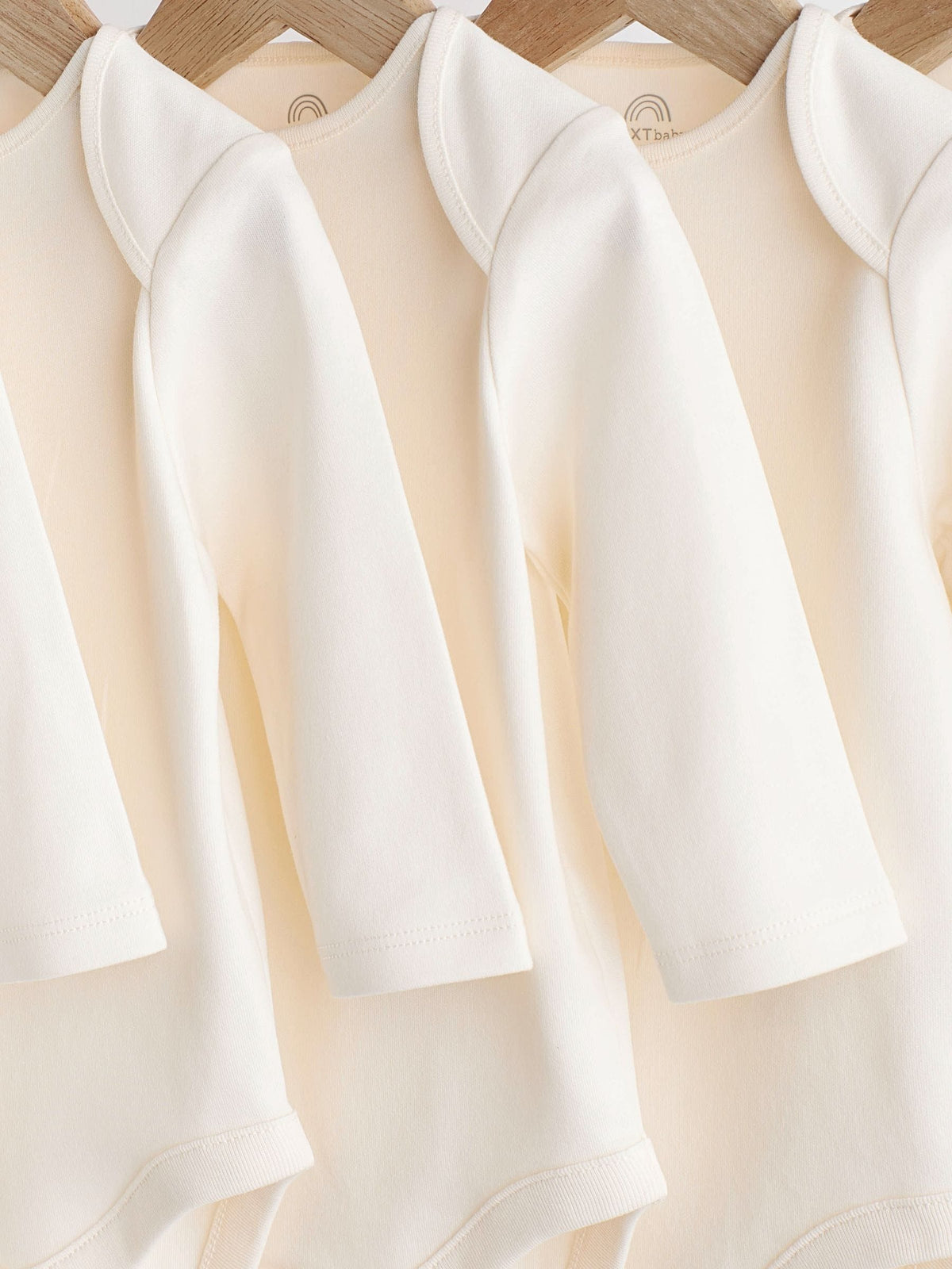 Cream Essential Baby Long Sleeve Bodysuits 5 Pack