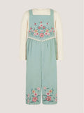 Monsoon Green Baby Top & Embroidered Corduroy Dungarees Set